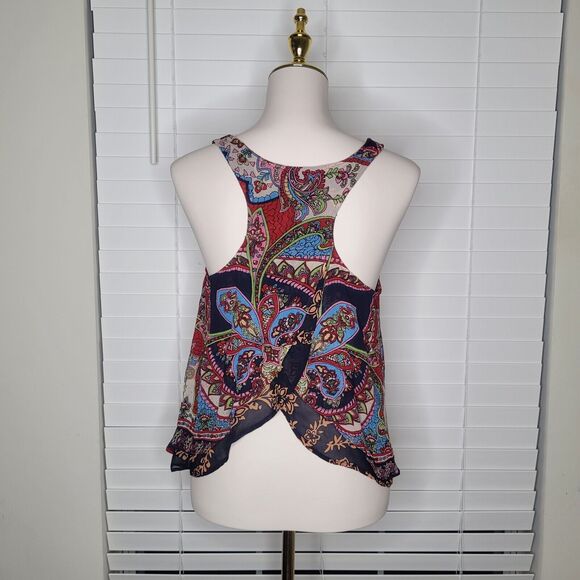 Patrons Of Peace Red White Blue Pinafore Paisley Print Top Patriotic Boho Small - Picture 2 of 8